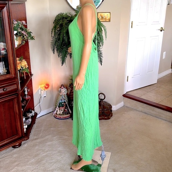 ASOS Green Jumpsuit Spaghetti Strap Open Back Long Romper Cruise Viscose Coverup - Picture 4 of 16